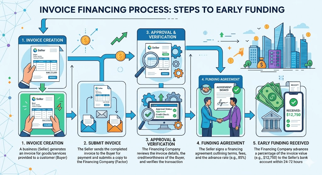 case study financing small service business - invoice financing flowchart