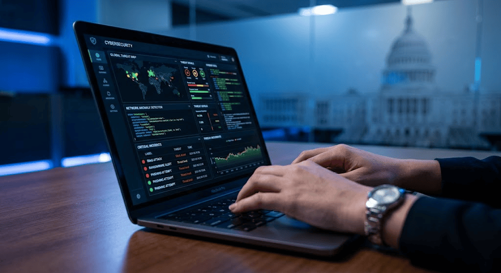 Cybersecurity analyst workspace representing careers in the Cyber Intelligence Directorate DOE