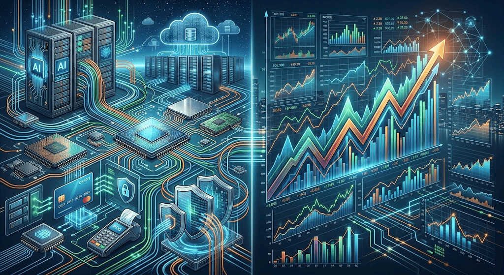 Technology stocks influenced by AI semiconductors fintech and cloud computing
